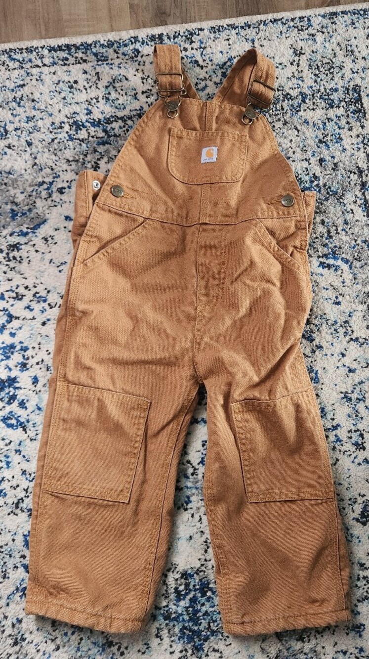 Carhartt Lined Kids Tan/Brown Canvas Overalls
